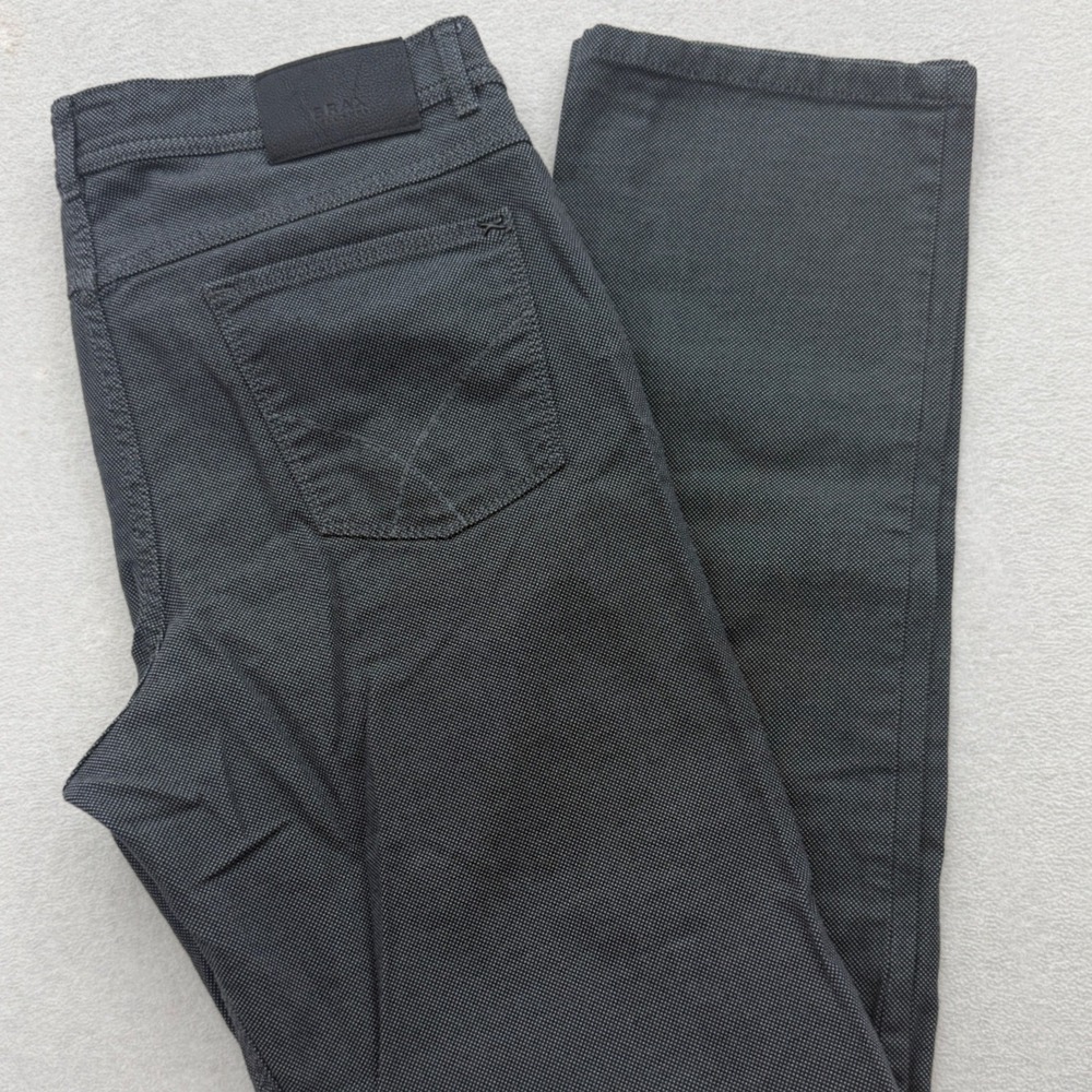 Brax Cooper Fancy Pants Mens 38/34 Grey Regular Fit Micro Pattern Casual